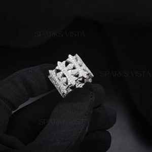 Bague croix en diamant glacé pour femmes à la mode 10K/14K/18K or D couleur Vintage Hip Hop bijoux de haute qualité pour le réglage de pavé certifié - Product Image 2