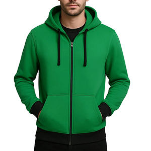 Veste à fermeture éclair avec poche avant, vestes à capuche pour hommes, vêtements d'extérieur, couleur unie, sweat-shirt décontracté en coton à fermeture éclair - Product Image 5
