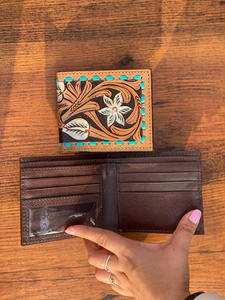 New Stylish Unique <b>Engraved</b> Leather Wallet Hand Carved Men's Leather Bi Fold Wallet Personalized Hand <b>Tooled</b> Fancy Leather Purse - Product Image 5