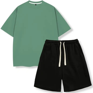 Nouvel arrivage de vêtements de sport pour hommes ensembles de chemises et shorts décontracté 100% coton ensembles d'été léger surdimensionné deux pièces ensembles de vêtements - Product Image 3