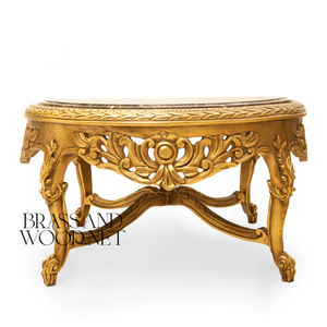 Juego de Mesa de Centro de Madera Dorada de Estilo Rococó de Lujo - Product Image 3