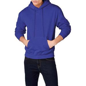 Customizable Blue Kangaroo Pocket <b>Hoodie</b> for <b>Men</b> 65% Cotton 35% <b>Fleece</b> Breathable Winter Basics with Embroidered Logo OEM - Product Image 6