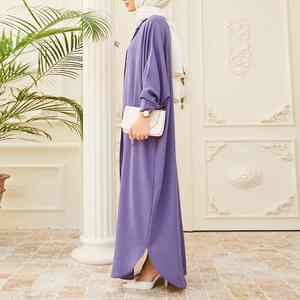 Wholesale Latest Design Middle East <b>Islamic</b> <b>Clothing</b> Muslim Loose Elegant Kaftan Abaya Solid Color Plus Size Bat Sleeve Abaya - Product Image 6