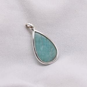 Pendentif Poire en Amazonite, Argent Sterling 925, Bijoux Faits Main, Pierre Naturelle, Collier en Argent, Cadeau pour Femmes et Enfants, Certifié IGI - Product Image 2