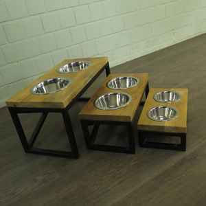 Comederos para Perros de Acero Inoxidable de Primera Calidad en Soporte de Madera Maciza, Estación de Alimentación para Mascotas - Product Image 4