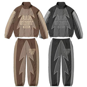 2025 New Custom OEM Wholesale Blank Custom Men's Canvas Windbreaker Standard <b>Weight</b> <b>Stand</b> Collar Winter Hip Hop Tracksuit - Product Image 3