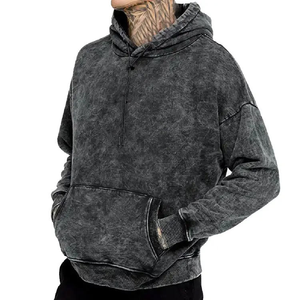 Sweat à capuche surdimensionné pour homme en tissu délavé, streetwear personnalisé, vintage, tissu personnalisé, polaire 380g, imperméable, écologique, avec poche - Product Image 2