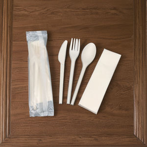 Ensemble de couverts jetables enveloppés robustes Fourchette en plastique écologique Couteau Cuillère Serviette pour la livraison de nourriture Services hôteliers - Product Image 3