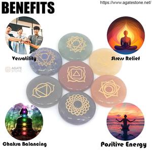 Healing Divine Seven Chakra Colección de Piedras Grabadas Pulido a mano para Chakra Balancing Love Lightwork y Reiki Altar Decor - Product Image 3