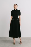 Robes confortables pour femmes Robe mi-longue trapèze Matériau de bonne qualité ILY CHAIN DETAIL ROBE MIDI Marque de vêtements durables