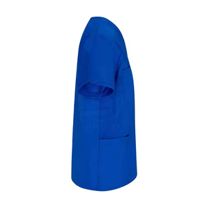 Unisex Royal Blue V-Neck <b>Scrub</b> <b>Top</b> With Pockets Cotton Polyester Woven Hospital Uniforms - Product Image 4