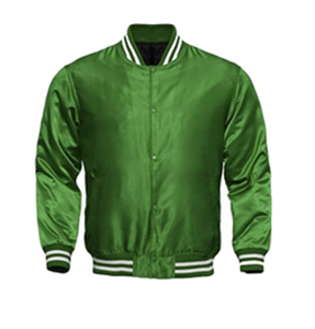 Veste universitaire pour homme en satin polyester rétro à fermeture éclair, veste bomber décontractée - Product Image 3