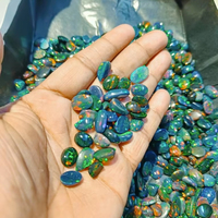 Opale noire naturelle d'Éthiopie, cabochon, base grise, qualité supérieure, gemme à feu, cirée/huileée, certifiée par un tiers, pour bijoux, en vrac