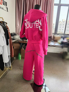 Sweat à capuche zippé à épaules tombantes pour hommes Sweats à capuche courts avec logo personnalisé de haute qualité avec broderie patchwork graphique - Product Image 4