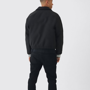 Chaqueta Universitaria de Cuero Negra Personalizada, Chaqueta de Béisbol Amarilla, Chaqueta Bomber de Cuero Extra Grande con Cuello Alto, Bordado, Ropa Urbana de Invierno - Product Image 3