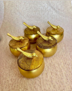 Decoración creativa al por mayor tarros de condimentos de latón con bandeja y cuchara - Product Image 6