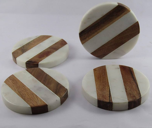 Posavasos de mármol y madera al por mayor para decoración de mesa y accesorios para tazas Posavasos de mármol y madera Venta caliente - Product Image 1