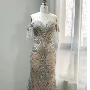 Robe Sweetheart -Neck strass perlé Gaine Poly Mesh Fabric Sleeveless full Length Casual Cocktail Formal Elegant - Product Image 1