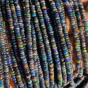 Perles carrées en opale éthiopienne naturelle, noires, certifiées par un tiers, pour la fabrication de bijoux, colliers, bracelets, boucles d'oreilles, etc. - Product Image 2