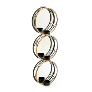 Round Candle Holder Black & <b>Gold</b> Color for Decorations Classic Design Candle Pillar Holder Living Room <b>Wall</b> Decorative - Product Image 1
