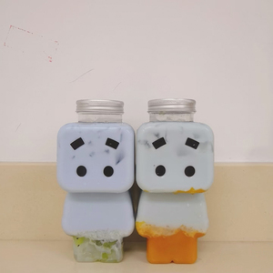 Vacío lindo creativo 500ml 16oz Robot forma jugo batido <span class=keywords><strong>botellas</strong></span> <span class=keywords><strong>con</strong></span> tapas de rosca de aluminio marioneta hombre hielo Boba tazas de té - Product Image 5