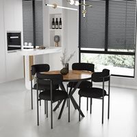 Ensemble de table à manger moderne VALENCIA avec 4 chaises, plateau en aggloméré et verre trempé, pieds en métal - Best Seller, première qualité pour salle à manger