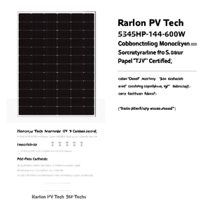 แผงโซลาร์เซลล์โมโนคริสตัลไลน์ Rarlon PV Tech RL345HP-144 550W-600W HJT ได้รับการรับรองมาตรฐาน TUV - Product Image 2