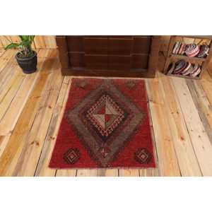 2.4x3.3 ft Rug, Turkish Rug, Vintage <b>Red</b> <b>Wool</b> Moroccan Rug - Product Image 1