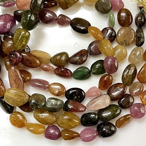 Cuentas naturales multiturmalina con forma de pepita lisa, cuentas de turmalina lisas con forma irregular para la fabricación de joyas - Product Image 1