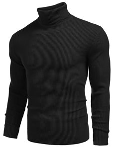 Men Solid Color Turtleneck <b>Sweater</b> Everyday Winter Knit Top - Product Image 3