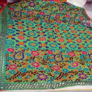 Phulkari Dupatta สำหรับผู้หญิง,สไตล์หนักมีเอกลักษณ์ทำด้วยมือเธรดทั้งหมดทำงาน Dupatta - Product Image 1
