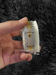 Montre pour homme haut de gamme sertie de diamants, diamants de laboratoire de clarté VVS, cadran à chiffres romains, plaqué or de luxe, automatique, bijoux hip-hop - Product Image 6