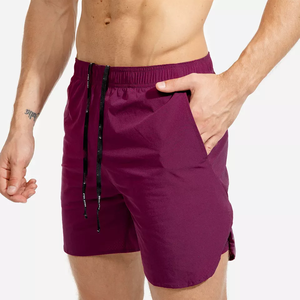 Shorts de sport décontractés pour hommes, couleur unie, 100% polyester, séchage rapide, respirant, taille élastique, impression par sublimation - Product Image 1