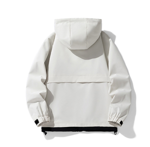 Chaqueta cortavientos Capucha Lluvia En blanco impermeable con logotipo personalizado Running Pullover Chaqueta Nylon - Product Image 5