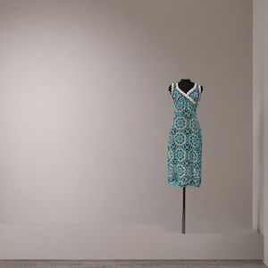 Nuevo Vestido Túnica de Algodón con Estampado Bohemio Vintage Azul Marino y Blanco, con Volantes, Mangas con Borlas, Cuello Moderno, Corte Natural, Hecho en India 2026 - Product Image 5