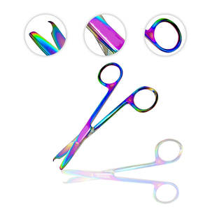 Ensemble de ciseaux hémostatiques en acier inoxydable revêtu de titane multicolores, instruments chirurgicaux manuels certifiés MOL, utilisation en chirurgie générale - Product Image 3