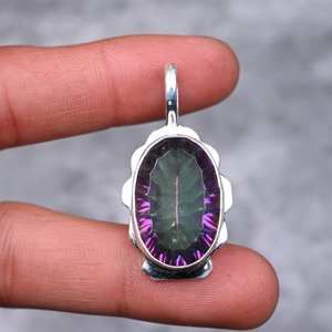 Colgante de Topacio Místico, Plata de Ley 925, Colgante de Piedra Preciosa Hecho a Mano, Collar de Joyería, Regalo para Ella, Joyería de Topacio Místico - Product Image 4