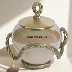 Boîte décorative de luxe en laiton doré avec couvercle en métal pour le rangement de la cuisine - Product Image 4