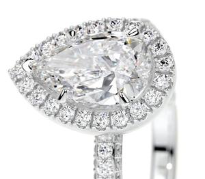 แหวนแต่งงานทรงลูกแพร์เพชรขนาด3กะรัตแหวนแต่งงานทรงลูกแพร์เคลือบสีทองขาว14K ได้รับการรับรองจาก VVS2และชัดเจนมาตรฐาน IGI - Product Image 3