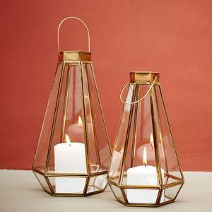 Handmade Geometric <b>Glass</b> Candle Holder Set 3-piece Vintage Metal Lantern for Wedding Centerpiece Decoration <b>Retro</b> Style Candle - Product Image 6