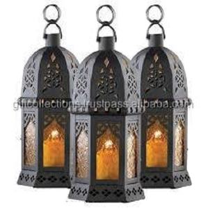 Wooden <b>Candle</b> Lanterns with Black Wash & Steel Polish Finish <b>Square</b> Shape Handle for Home Decoration Includes <b>Candle</b> Holders Jar - Product Image 2