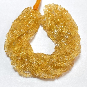 Cuentas Heishi cuadradas de cuarzo citrino natural, cuentas de virutas de piedras preciosas naturales, Centro perforado - Product Image 5