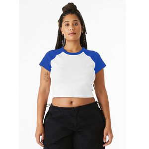 Offre Spéciale Slim Fit femmes Crop T-shirts été décontracté col rond haut court logo personnalisé ajusté fille femmes Crop T-shirts - Product Image 5