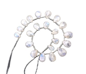 Pierre de lune arc-en-ciel naturelle à facettes en forme de poire perles Briolette Flashy bleues fabricant en gros véritable de haute qualité - Product Image 1