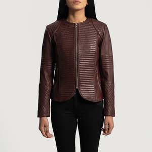 Cuero de vaca reversible personalizado # # # # Chaqueta Acolchada de Piel de Oveja Color Granate # # # # Ropa de Otoño - Product Image 1