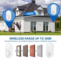 Daytech Sonnette de porte à prise américaine, alimentée par batterie, portée de 300 mètres, étanche, sonnette sans fil pratique à grande portée pour la maison et la maison