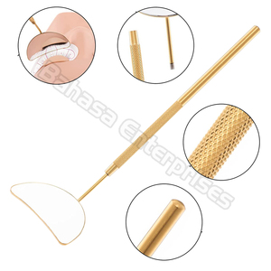 Espejo de pestañas para extensión de pestañas, accesorio para extensiones de pestañas con mango grande de media luna de acero inoxidable - Product Image 2