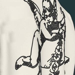 Wholesale Cotton Tech Fleece <b>Full</b> <b>Zip</b> <b>up</b> <b>Hoodie</b> Black Rhinestone Graphic Drop Shoulder Zipper-<b>up</b> Hoodies - Product Image 4