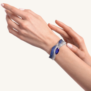 Luxury Blue Sapphire Diamond <b>Bracelet</b> for Women 18K White Gold Plated Marquise Crystal Cuff <b>Bangle</b> Wedding Party Fine Jewelry - Product Image 3