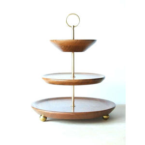 Rustic Iron and <b>Wood</b> 3-Tier Tray Stand - Product Image 2